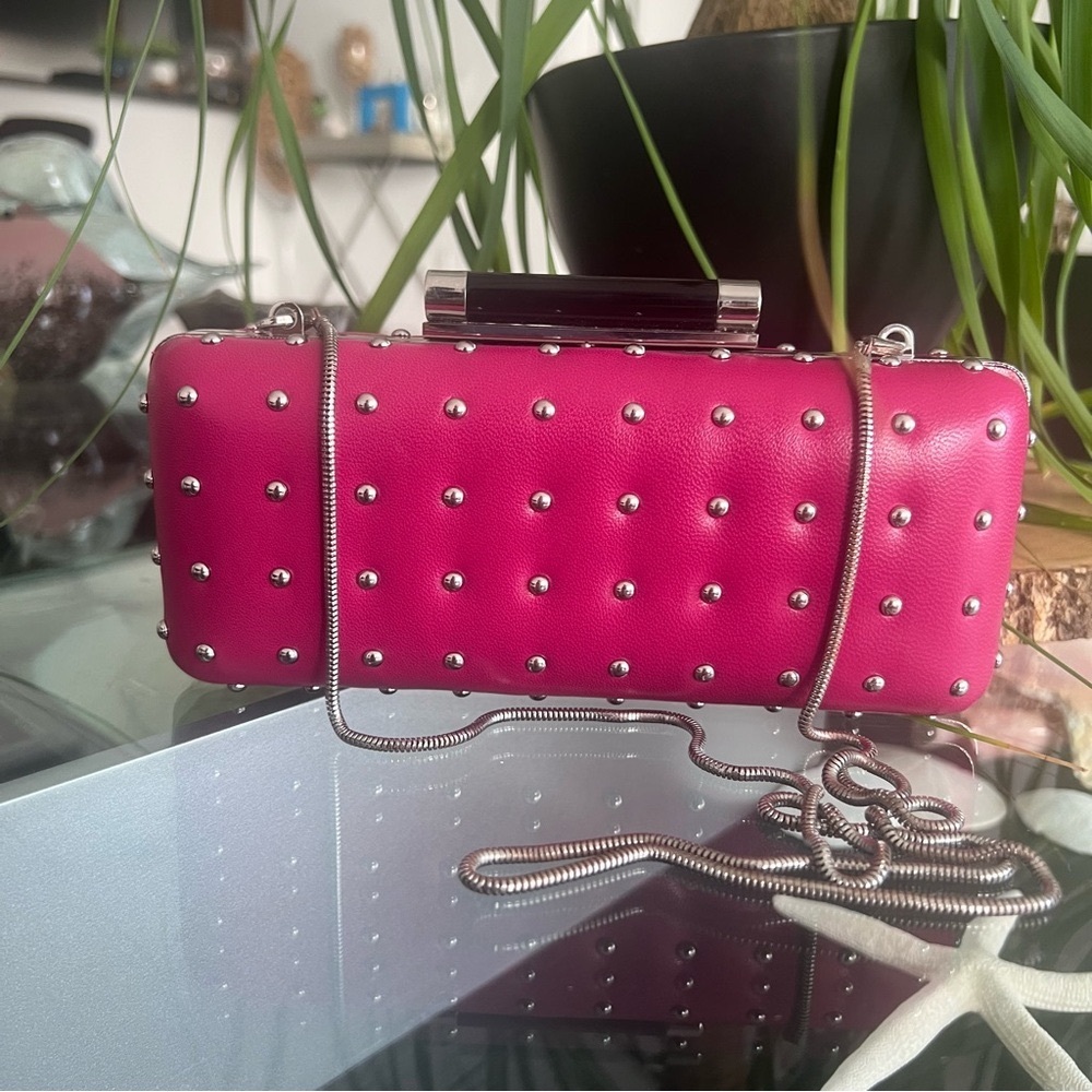DVF TONDA PINK STUDDED CLUTCH BAG
